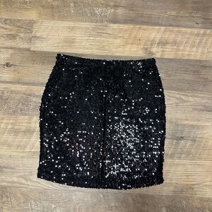 Avenue Black Sequin Mini Skirt